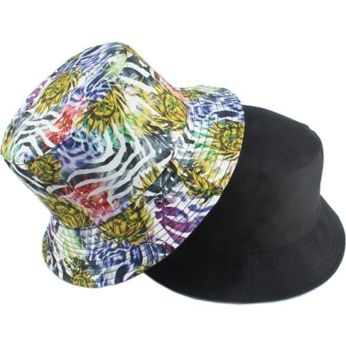 Unisex Bucket Hat Women Men Summer Hat Cartoon Print Sunscreen Sun Hats Panama Caps Fisherman Hat Outdoor Sunshade Cap