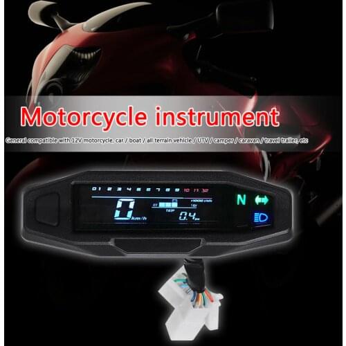 Universal Mini Motorcycle Speedometer Odometer Tachometer RPM Fuel Meter Backlit LCD Digital Electric Injection Carburetor Meter
