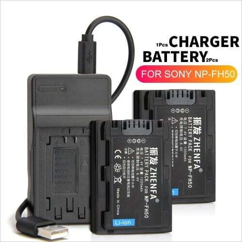 2Pcs NP-FH50 Battery + USB Charger for SONY HDR-TG1E HDR-TG3 HDR-TG5 HDR-TG7 DSLR-A230 DSLR-A290 DSLR-DSLR-A330 DSLR-A380 A390