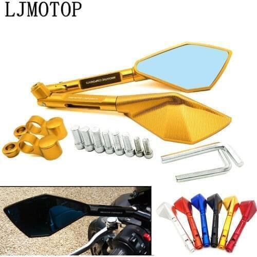 Motorcycle Mirror Aluminum Motorbike Handlebar Rearview Mirrors Blue For Yamaha XSR 700 900 TDM 900 YBR 125 YZF R15 XT660 MT125