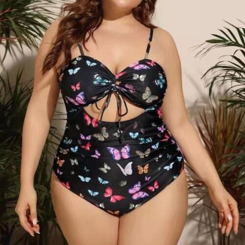 2021 New Bikini Plus Size 6XL 8XL Swimwear Women One Piece Swimsuit SexyButterfly Bodysuit Summer Bathing Suit Monokini
