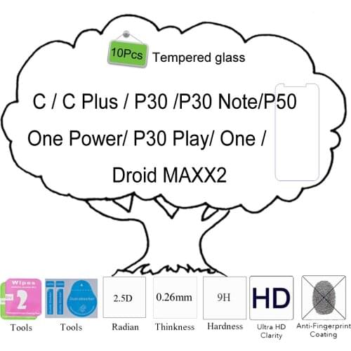 10pcs 2.5D 9H For Motorola Moto C Plus/P30/P30 Note/One Power/P30 Play/One/P50/Droid MAXX2 Tempered Glass Screen Protector Film