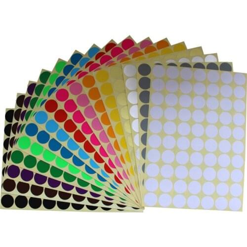 16 Sheets Mixed Color Labels Round Paper Sticker Blank Label Self Adhesive Dot Stickers Writable Sticker Office School Supplier