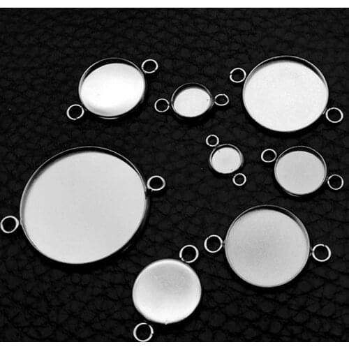 20pcs Round Stainless Steel Pendant Cabochon Setting Bezel Jewelry Making Component Base 8mm 10mm 12mm 14mm 16mm 18mm 20mm