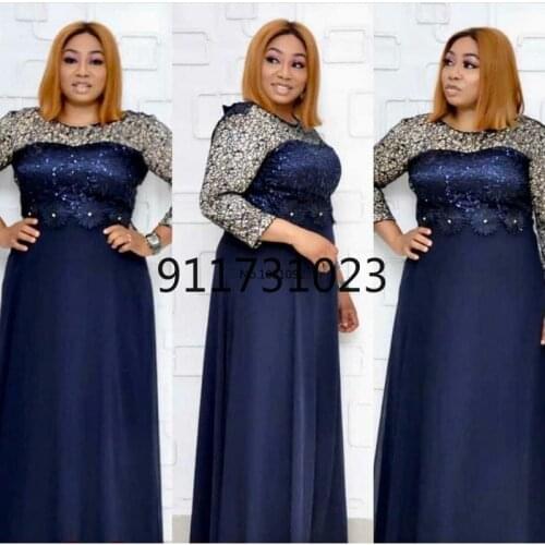 2020 Dashiki African Fashion Long sleeve Sexy Plus Size Chiffon Long Dress with For Lady