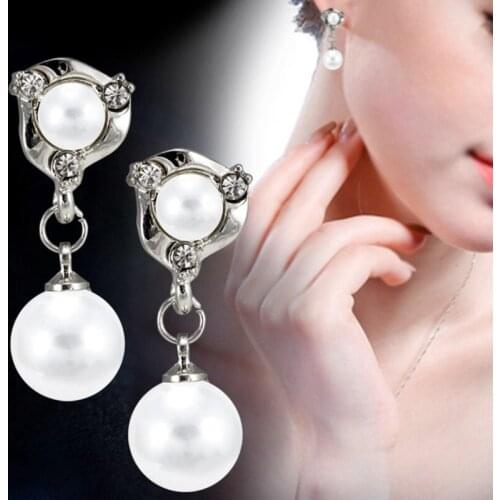 2021 Personality Crystal Earrings High Quality Rhinestones Long Tassel Simulated Pearl Drop Earrings For Women Gift Accessories