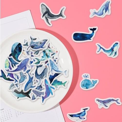 40pcs/pack Kawaii Blue Whale Stickers Decorative Stationery waterproof Pvc Stickers Scrapbooking DIY Diary School Supplies