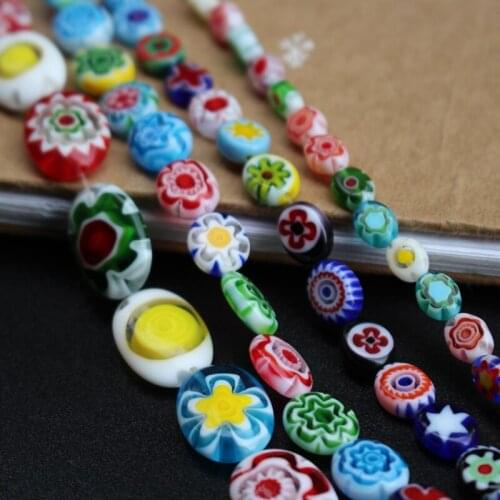 40cm 6 8 10 13mm Lampwork Glass Beads With Oval Shape Mix Patterns Mix Colors for jewelry making