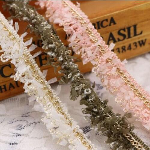 50Yards Gold Chain Lace 1.5cm Woven Lace Korean Chain Ribbon Clothing Decoration Luggage Bags Accessories Dentelle Applique