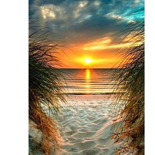 Diamond Embroidery Full Round Sunset Sea 5D Diy Diamond Painting Landscape Diamond Mosaic Picture of Rhinestones CraftZP-1582
