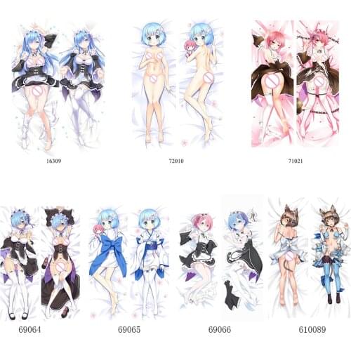 Anime Re:Zero kara Hajimeru Isekai Seikatsu Rem Ram Sexy Body Hugging Pillow Cover Case Pillowcase Double-Sided 50*160cm
