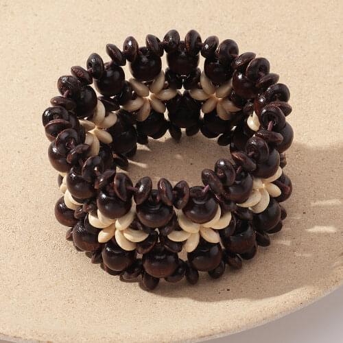 Unique Mixed Color Wood Beads Handmade Beaded Charm Strands Wrap Bracelets for Women Man Boho Bracelet Jewelry Gifts