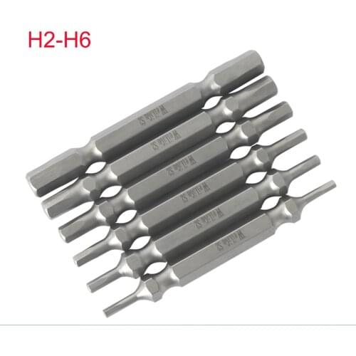 Length 65mm Double Head Hex Screwdriver Bits H2-H6 Magnetic S2 Steel Electronic Screwdriver Drill Hand Tools