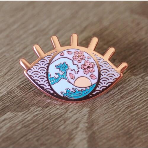 Aesthetic Sunset Eye of the Wave Enamel Brooch Pin Backpack Hat Bag Jeans Jacket Lapel Pins Badges Fashion Jewelry Accessories