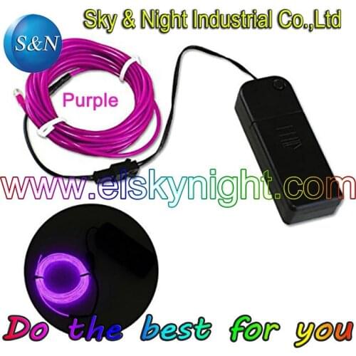 Purple 3M EL Wire Tube Rope Battery Powered Flexible Neon Light Car Party Wedding Decoration With Controller Free Shipping