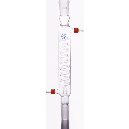 Format serpentine condenser,Spiral condensation 300mm 24/40,Removable small nozzle joint,Condenser Graham with coiled inner tube