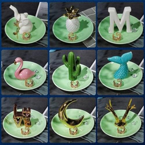 Northern European-Style Ceramic Ring Tray Jewelry Ear Stud Storage Showing Stand Small Jewelry Tray Creative Ornaments Crafts