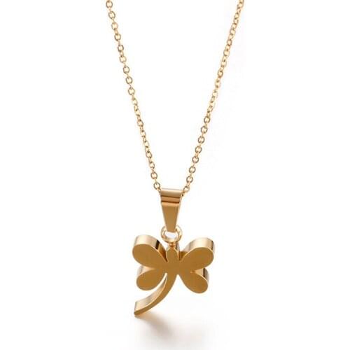 Korean version of simple small fresh ladies jewelry cute dragonfly pendant necklace titanium steel
