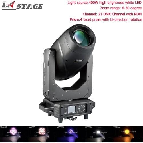 Free Shipping 3IN1 400W Led Zoom Spot Beam Moving Head Light 4 Facet Prism 21 DMX Channel with RDM Stage Light For Dj Show