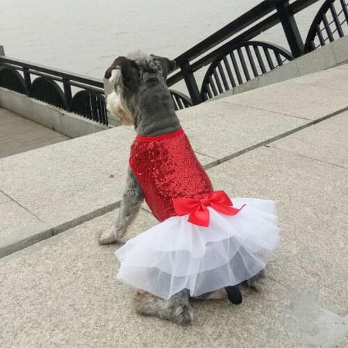 Hot Sale Cute Bling Dog Puppy Bow Dress Tutu Skirt Dog Pet Cat Luxury Princess Wedding Party Dress Summer Dog Chihuahua Clothes