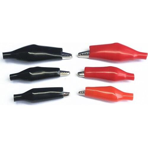 10PCS New 28MM Metal Alligator Clip For G98 Crocodile Electrical Clamp for Testing Probe Meter Black and Red with Plastic Boot