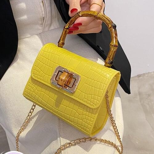 Mini PVC Candy Colors Shoulder Handbag 2021 Bamboo Joint Design Handle Beach Bag Crossbody Bag Shoulder Handbags and Purses