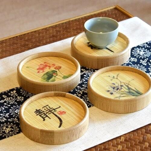 Bowl Teapot 1 Pcs Tea Coffee Cup Pad Round Durable Wood Heat Resistant Placemats Decor Home Table Drink Mat