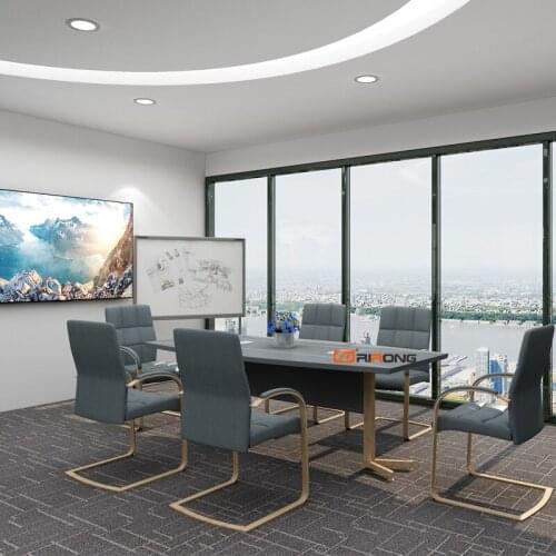 Simple fashion Design leather wood frame oval round shape 1.8m office Small meeting conference table