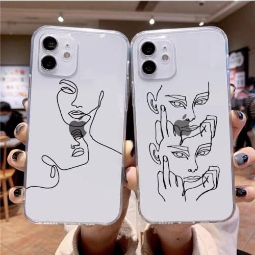 Funny Abstract Women Face Line Soft Phone Case For iPhone 11 Pro Max 12 Pro SE 7 8 Plus XR XS Max X Kiss More Often Clear Cover