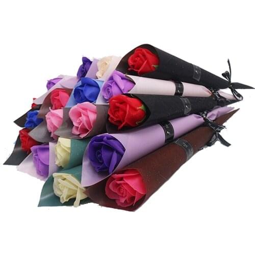 Bath Soap Flowers Petal For Wedding Valentine Mother Teachers Day Gifts Party Decor Holding Roses Bouquet