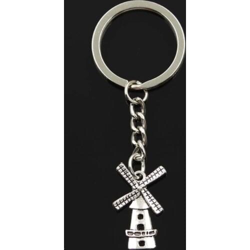 New Keychain 37x16mm Windmill Winnower Pendants DIY Men Car Key Chain Ring Holder Keyring Souvenir Jewelry Gift