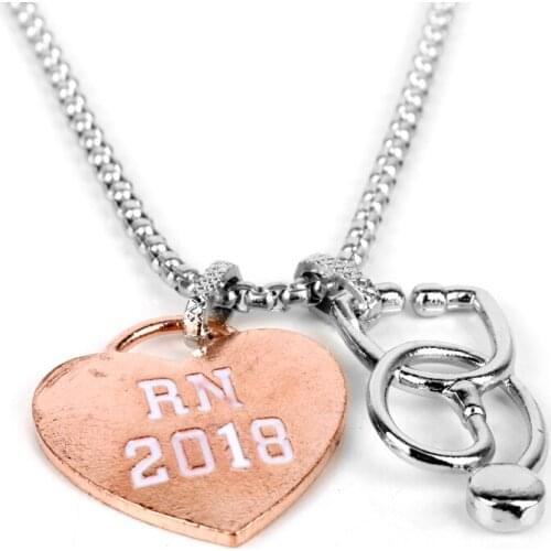 2018 New Arrivals Jewelry Medical Stethoscope Heart Chain Necklace Women Necklace Pendants Mujer Collares