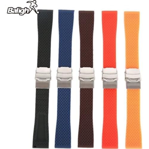 18mm, 20mm, 22mm, 24mm Silicone Rubber Watch Strap Band Deployment Buckle Waterproof BLack Fashion Watchband 5 Colors