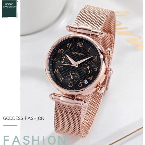 Luxury Fashion Womens Quartz Watch Top Brand SANDA Dress Bracelet Steel Wristwatch Ladies Casual Business Watches Reloj Mujer