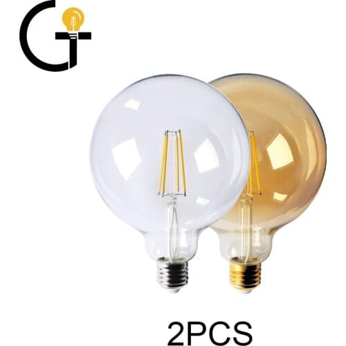 Chrismas Decor 2pcs/lot Retro Edison Filament Bulb G125 8W E27 Bombillas 220-240V Gold Glass Bulb Home Decoration