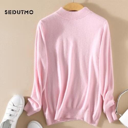 SEDUTMO 2018 Spring Plus Size 3XL Cashmere Woman Sweater Pullovers Long Sleeve Turtleneck Sweaters Knitting Jumper Top ED093