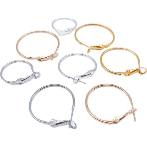 10pcs DIY Hoop Earrings Accessories 20/25/30/35/40/60/70mm Round Circle Metal Earring Jewelry Findings Handwork Wholesale