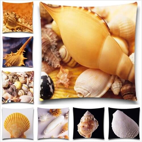 Marine organism series printed cushion cover Cotton polyester Shell Square throw pillow case for home 5 size