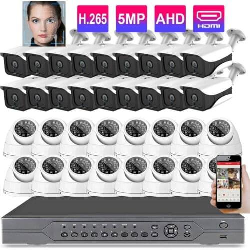 H.265 5MP Video surveillance System 32CH 5MP AI Face Detection Camera indoor Outdoor Security CCTV Camera kit 4TB