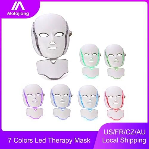 7 Colors Led Face Light Therapy Machine Led Mask with Neck Skin Rejuvenation Sterilization Anti Acne Inflammatory Instrument