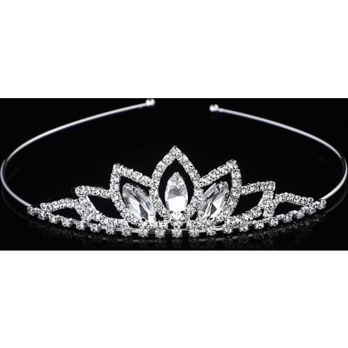 Shiny crystal glass tiara headband for children and girls princess birthday simple tiara for wedding hair accessories
