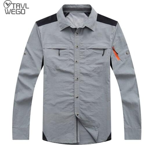 TRVLWEGO Quick Dry Fishing Clothes Suit Summer Sports Outdoor Cycling Clothing Detachable Men Breathable Anti UV Fishing Shirts