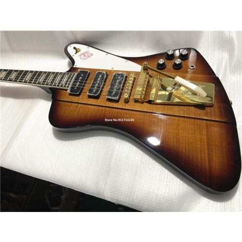 High quality custom version of tiger print brown electric guitar gold piece vibrato can be customized