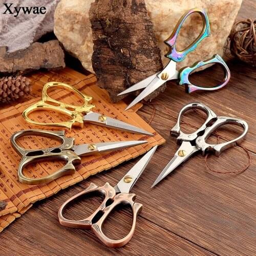 Stainless Steel Vintage Scissors Floral Needlework Sewing Embroidery Scissors Cutter Retro Zakka Tailor Fabric Tools for Sewing