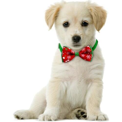Pet Bow Tie Necktie Collar With Snowflakes Pet Dog Cat Necklace For Christmas Pet Dog Bow Tie Puppy Bow Ties