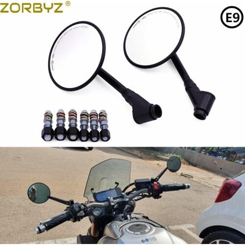 ZORBYZ Motorcycle CNC Aluminum 4" Black Retro Round Rearview Side Mirror E9 Mark For Honda Rebel Yamaha Fz1 Xsr700 Xsr900