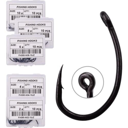 10PCS/Box High Carbon Steel Fishing Carp Hooks Coating Carp Fishing Hook with Micro Barb Matt Black Hook for Carp Coarse