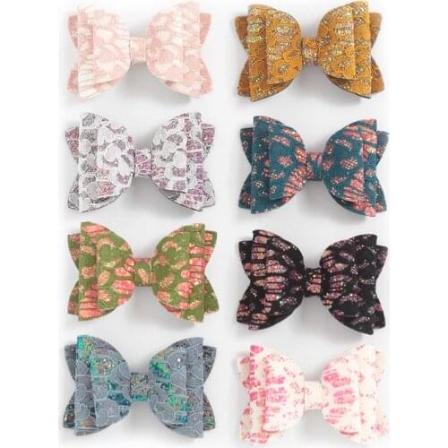 2PCS Sequins Lace Mix Color Bows Cute Side Hair Clips Lovely Daily Hair Accessories Women Girls Kids Hairpins Headwear Barrettes