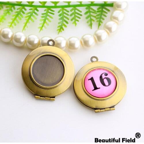 2pcs Fit 16mm Photo Loclet Box Setting Brush Bronze Color Plated Oval Cameo Base Blank Tray