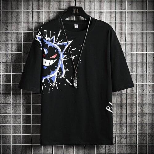 2021 new Mans Oversized T-shirt Men 2021 Summer Top Anime T-shirts Harajuku 100% Cotton Tshirt Male Black T Shirt For Men